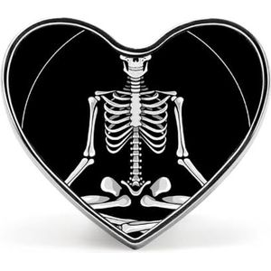 Yoga Schedel Skelet Pin Badge Hartvormige Identiteit Pins Broches Knop Badges Voor Hoeden Jassen Decor