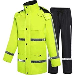 Fluorescerend Vest Cycling Reflective Pak, hoog zichtbare veiligheidsjack Reflecterende Veiligheid Waterdichte overalls en broek Reflecterend Harnas (Color : Yellow, Size : Large)