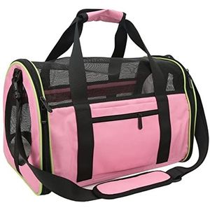 Pet Travel Bag, Zip Mesh Design Dog Carrier Bag Draagbare Batterijladers voor Outdoor Airsoft Batterijladers (Lichtroze)
