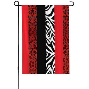 LAMAME Rode Luipaard en Zebra Dier Gedrukt Tuin Vlag Patio Decoratieve Vlag Dubbelzijdige Tuin V