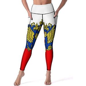 Russische adelaarsvlag dames yogabroek hoge taille legging buikcontrole workout running legging M