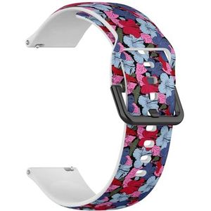 RYANUKA Compatibel met Ticwatch Pro 3 Ultra GPS/Pro 3 GPS/Pro 4G LTE/E2/S2 (Hibiscus Flowers Buds Retro) 22 mm zachte siliconen sportband armband armband, Siliconen, Geen edelsteen