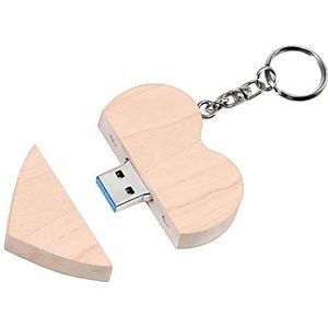 FeliSun Geheugenstick, USB-flashdrive, op maat gemaakt houten hart, USB 3.0, flashdrive, high-speed geheugenstick, externe opslag, fotografie, huwelijksgeschenken (lichtkleur, 16 GB)