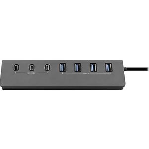 T'nb - 7-in-1 USB-A & USB-C 3.0 hub van aluminium naar 4x USB-A + 3 x USB-C - donkergrijs