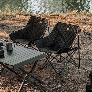 Campingstoel, Zachte Katoenen Visstoel Stabiele Ondersteuning Op Grote Schaal Gebruikt Opvouwbaar voor Op Reis (Zwart)