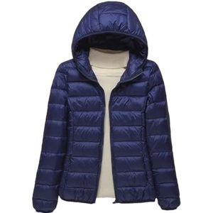 Niiyyjj Vrouwen Puffer Jacket Plus Size Vrouwelijke Ultra Lichtgewicht Eendendons Jas Hooded Down Jassen, Navy Blauw Hooded, XL