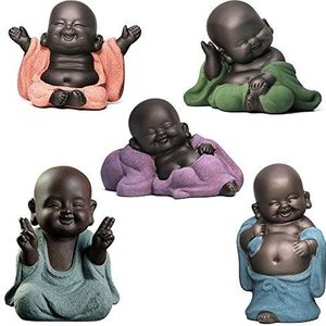 5 Stijl Mooie Boeddha Standbeelden Kleine Monnik Beeldje Keramische Boeddha Sculptuur Feng Shui Ornamenten Woondecoratie