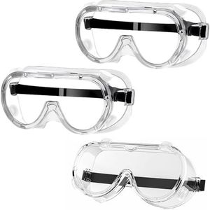 Onlvmyur 3 stuks veiligheidsbril werk transparante veiligheidsbril volwassenen anti-condens stofdicht full vision veiligheidsbril voor brildragers laboratorium
