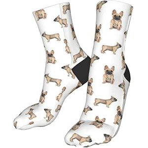Heren Sokken Frenchie Aquarel Hond Franse Bulldog Franse Trainer Sokken Wicking Werk Sokken Casual Atletische Sokken Voor Voetbal Vrouwen Dagelijks 40Cm, Sokken 307, Medium