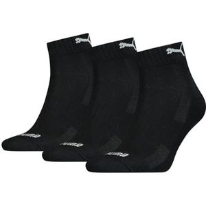 PUMA Unisex heren dames Quarter sokken Cushioned 12 stuks 35-38 39-42 43-46 zwart wit blauw grijs 83% katoen, zwart, 43/46 EU