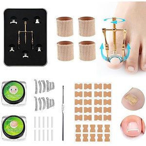 Gereedschapsset voor ingegroeide teennagels, corrector, pedicure, ingegroeide teennagels, 30 teennagelcorrectiepleisters, 6 paar nagelfixeermiddelen, correctiestrips voor ingegroeide teennagels,