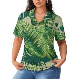 Tropische palmboom dames poloshirts met korte mouwen casual T-shirts met kraag golfshirts sport blouses tops M