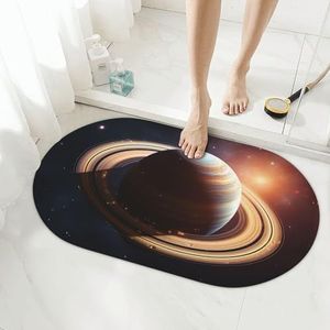 NONHAI Stenen badmatten Saturnus ring planeet diatomeeënaarde badmat super absorberende badkamer vloermat sneldrogend diatomeeënaarde douchemat voor douche bad badkamer accessoire 50 x 80 cm