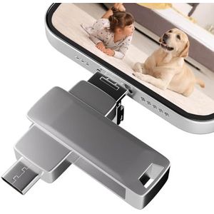 512 GB USB-stick voor iPhone, USB-stick voor het downloaden van foto's, 4-in-1 USB-C Pen Drive 3.0, Memory Stick compatibel met iPhone, Pad/Android/PC, back-up met slechts één klik