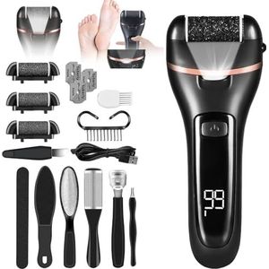 Elektrisch Nizirioo waterdichte elektrische eeltverwijderaar met led-stroomindicator, 2 snelheden, 10-in-1 voetverzorging, pedicure set