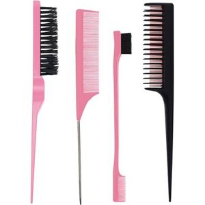 4Pcs Haar Styling Kammen Set Plagen Haarborstels Staart Kammen Tool Voor Vrouwen Terug Borstelen Kammen Slicking