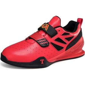 SDEQA Gewichthefschoenen voor heren en dames Deadliftschoenen Lichtgewicht comfortabele powerlift- en bodybuildingschoenen Crosstrainer-gymschoenen,Rood,37 EU