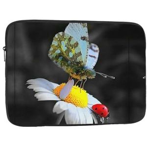 Vlinder lieveheersbeestje Bloem Print Laptop Sleeve Mode Lichtgewicht Laptop Case Computer Tas Voor 10-17 Inch Notebook Tablet 17 inch