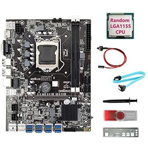 AMIUHOUN B75 8USB BTC Mijnbouw Moederbord+Willekeurige CPU+64G USB Driver+ Kabel+Schakelkabel+Thermisch Vet+Baffle voor ETH