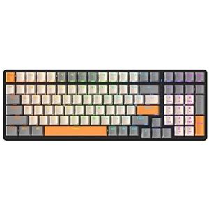 K3 mechanische gamingtoetsenborden, rood/groene schakelaar RGB-achtergrondverlichting bedrade Type-C gepersonaliseerde Keycap 100 toetsen computertoetsenbord (rode schakelaar glinsterende versie)