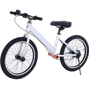 Volwassenen en grote kinderfietsen - 18 inch luchtbanden, voetkussen, pedaaloze voor jongens en meisjes (zilveren)