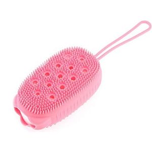Merkts Ultra zachte bad siliconen borstel,Dubbelzijdige lichaamswasborstel voor exfoliërende douchemassage,Roze