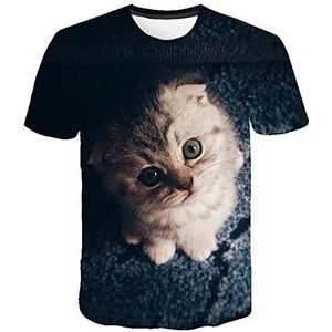 UNDERZY 3D T-shirt voor dames en heren, shirt met twee 3D-kattenprint, korte mouwen T-shirts voor de zomer, Xxs-6Xl zomer, nieuwigheid - - L