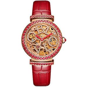 OBLVLO Vrouwen Rose Gold Automatische Horloges Skelet Wijzerplaat Top Merk Luxe Vrouwelijk Polshorloge Leer, Bw-prr,