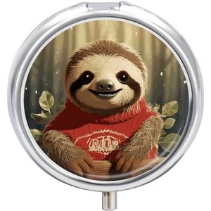 Cartoon Luiaard Pillendoos Mini Pillen Case Pocket Pil Case voor Mannen Reizen Pillendoos Leuke Pil Organizer 3 Compartiment Geneeskunde Pil Organizer Pil Container Pil Houder