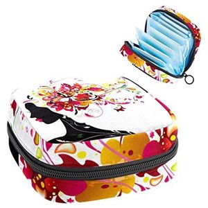 Periode Pouch, draagbare tampon opbergtas voor maandverband, meisje vlinder bloemen, Meerkleurig, 4.7x6.6x6.6 in/12x17x17 cm