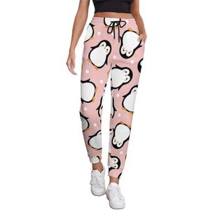 Leuke pinguïn vrouwen joggingbroek running joggingbroek casual broek elastische taille lang met zakken