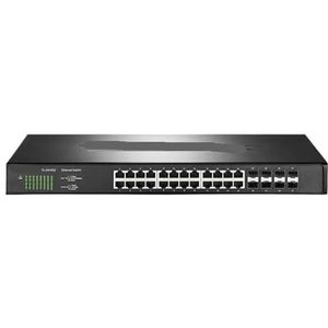 SOEWGAIJI 2,5 GbE 24-poorts Ethernet-switch 2500 Mbps netwerkswitch met 10G SFP+ Uplink Netwerkhub Internetkraan TL-SH1832 (Kleur: EU Adapter)