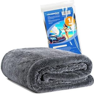 Kemes Microvezeldoeken auto XXL ultra absorberend met 1400 g/m² Heavyweight grijs 40 x 60 cm premium microvezel droogdoek krasvrij | 5-voudige absorberende polijstdoek voor auto-onderhoud en