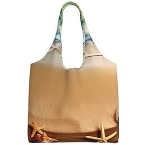 YNCATXZ Ocean Beach Thema Canvas Tote Bag voor Vrouwen Esthetische Boodschappentassen Schoudertas Herbruikbare Boodschappentassen, Zwart, Eén maat