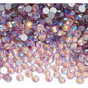 SS6-SS30 Rode Serie Non-Hotfix Strass Glitter Glas Flatback Kristal Strass Nail Art Edelstenen Voor Kleding Ambachten Decoratie-Lichtroze AB-SS12-1440 Stuks