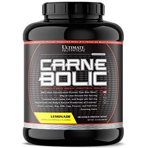 Ultimate Nutrition Carnebolic Hydrolized Beef Protien Isolate Powder-Paleo and Keto Friendly-Zero Carbs, Zero Sugar or Soy, Gluten and Lactose Free, Lemonade, 60 Servings