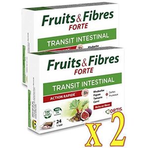 ORTIS Vruchten en vezels Sterke darmtransit – snelle werking 8 uur – voedingssupplement 24 blokjes – 2 dozen (2 stuks)