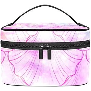 Make-up Organizer Bag, Reizen Make-up Tas Organizer Case Draagbare Cosmetische Tas voor Vrouwen en Meisjes Toiletries Mooie Roze Zeemeermin Visschaal, Meerkleurig, 22.5x15x13.8cm/8.9x5.9x5.4in