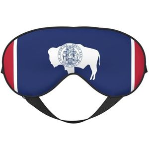 Wyoming State Flag Printing Soft Eye Masker, Dubbelzijdige Zachte Oogdekking voor Slaap, Reizen, Yoga, Verstelbare Riem, Blokkeert Licht