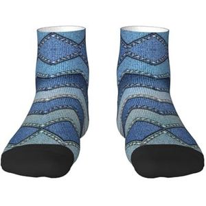 Veelzijdige sportsokken met kleurverloop blauwe denimprint voor casual en sportkleding, geweldige pasvorm voor voetmaten 36-45, Gradiënt Blauw Denim, Eén Maat