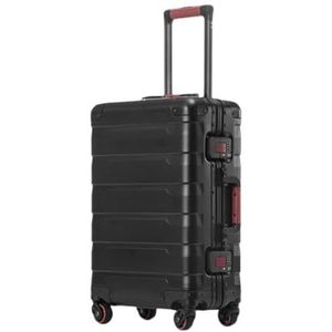 Lichtgewicht Koffer Reiskoffer Schraaptextuur Cabinebagage Verdikte Aluminium Koffer Koffer Bagage (Color : 20in, Size : Black)