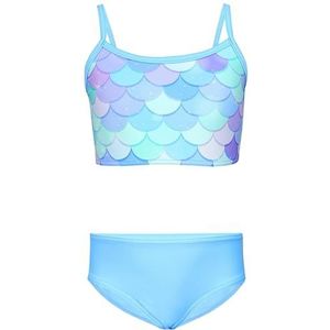 Aquarti Meisjes Bikini Set Bustier Bikini Brief Tweedelig Badpak Zwempak, 038D Zeemeermin Blauw/Groen/Paars, 122