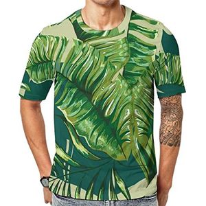 Tropische palmboom heren korte mouw grafisch T-shirt ronde hals print casual tee tops 2XL