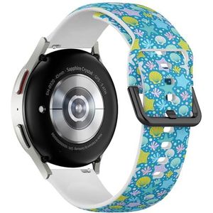 Sport-zachte band compatibel met Samsung Galaxy Watch 6 / Classic, Galaxy Watch 5 / PRO, Galaxy Watch 4 Classic (zeester koralen parels) siliconen armband accessoire