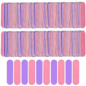 VIOCIWUO Mini Nail File Bulk 300 Pack (180/240 Grit), Wegwerp Nagelvijlen Dubbelzijdige Emery Boards Thuis of Professionele Manicure Tools (Paars en Roze)