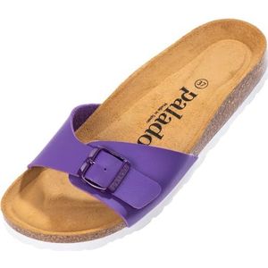 Palado Malta Damesslippers, sandalen, met verstelbare gesp, pantoffels, met kurken voetbed en leren loopzool, 37 EU