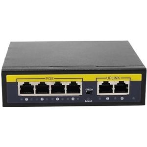 SAEVVCJWW Poe Switch 52V Ethernet Switch 100Mbps/1000Mbps Ethernet Netwerk 6/12 poorten 802.3 AF/at (Kleur: Zwart-6poort)