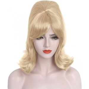 Blonde Beehive jaren 60 pruik, retro pruiken voor vrouwen, volwassenen, jaren 70, 80, accessoires, rocker-party, pruik, Halloween, kostuum, cosplay