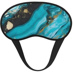 Turkoois Blauw Goud Marmer Slaapmasker voor Vrouwen Mannen Oogmasker voor Slaaplicht Blokkerend Slaapmasker met Elastische Band Blinddoek voor Flight Nap Zachte Ademende Reizen Oogbedekking voor