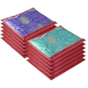 Kuber Industries Niet-geweven 12 stuks Saree Cover Set met enkele verpakking (Maroon) - KUBMART2822, standaard